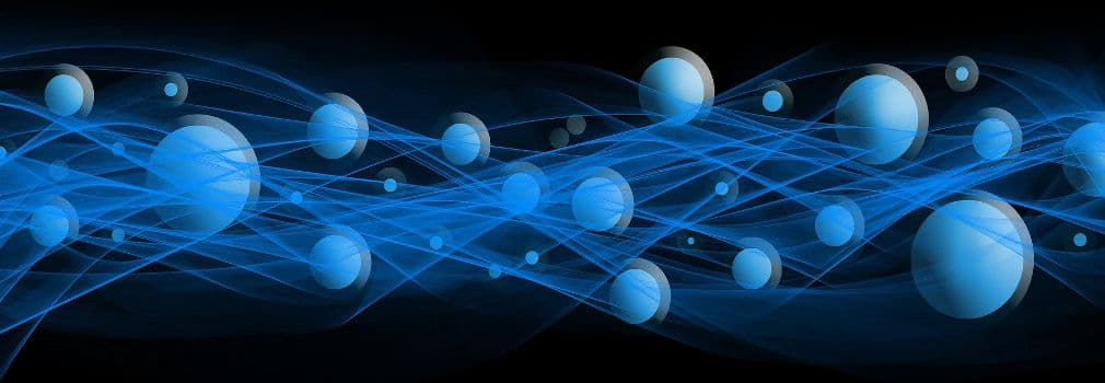 blue background with artistic molecules