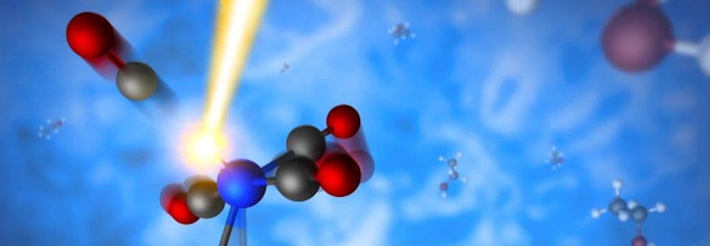 blue background with artistic molecules