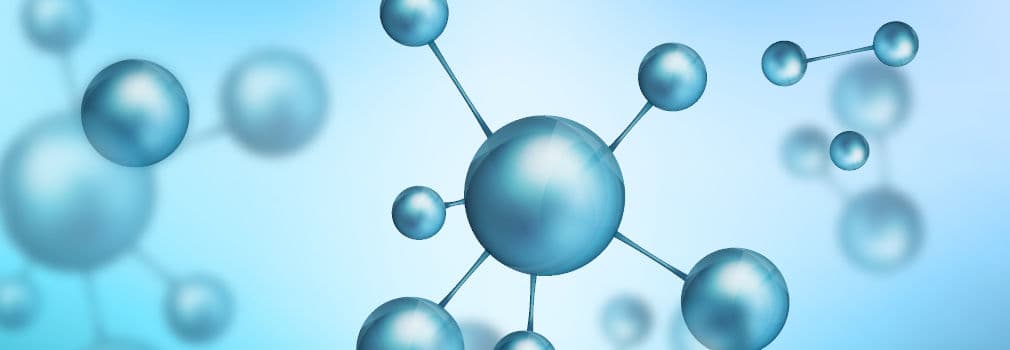 blue background with artistic molecules