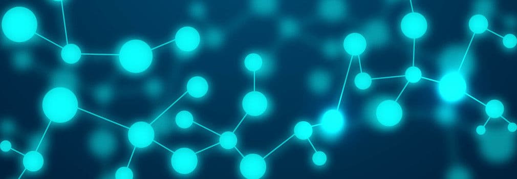 blue background with artistic molecules